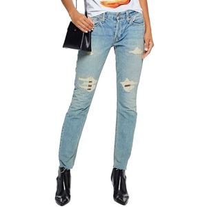 Re/Done Distressed Skinny Jeans Size 28 Mid Wash Blue